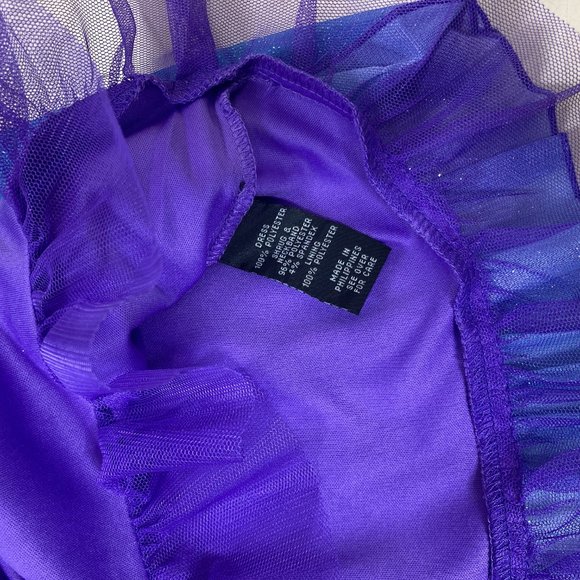 By & By Girl Dress Size 10 Color Purple and Aqua glittery, pleated, dressy - Picture 7 of 7